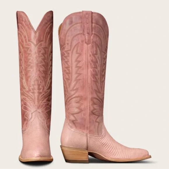 New In Box Tecovas The Abby Pink Frost Lizard Cowgirl Boots - Picture 2 of 7